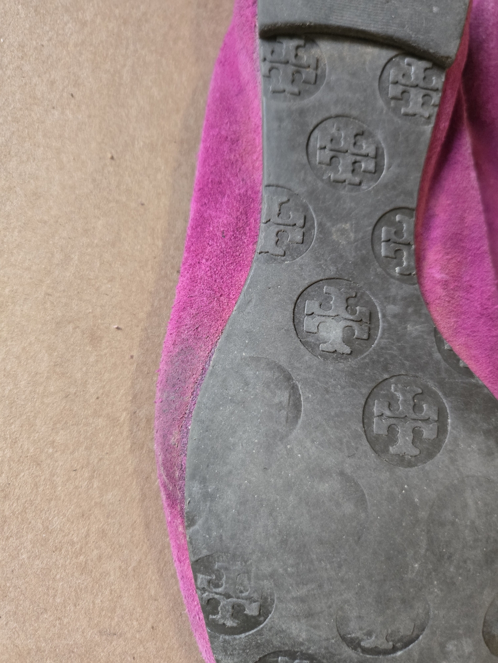 Tory Burch Dark Pink Suede Reva Flats - Picture 6 of 6